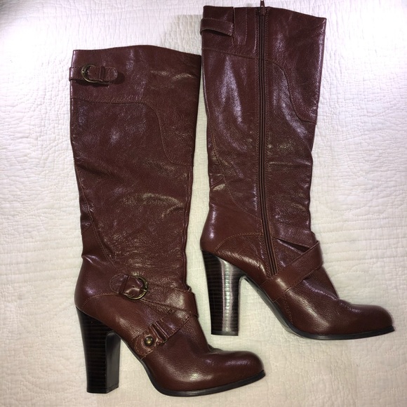 NINE WEST Millicento Brown Leather heeled boots 9 - Picture 3 of 13